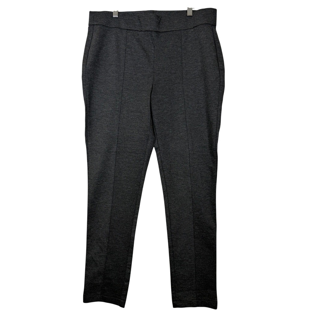Anne Klein Skinny Pants Women Large Dark Gray Stretch Pull-on